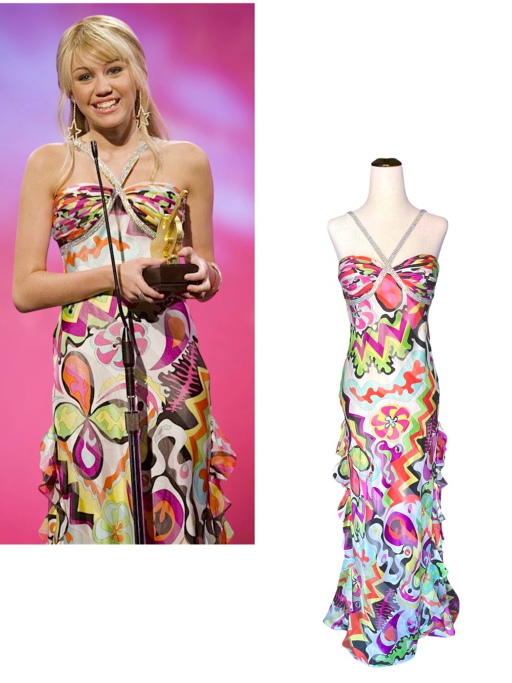 ⋆｡°✩ ASO Hannah Montana Floral Award Show Dress Season 2 Vintage Y2K 2000s